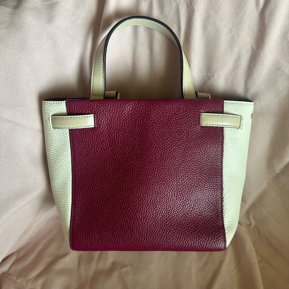 Kate Spade Basket Bag Leo Houston Street Two-Tone Cream and Plum Style No. 4578 - Picture 2 of 12